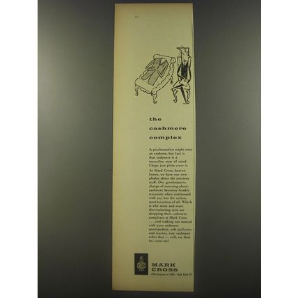 1956 Mark Cross Fashion Advertisement - The cashmere complex