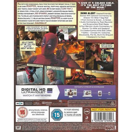 Deadpool (Blu-ray, 2016) Region Free ~
