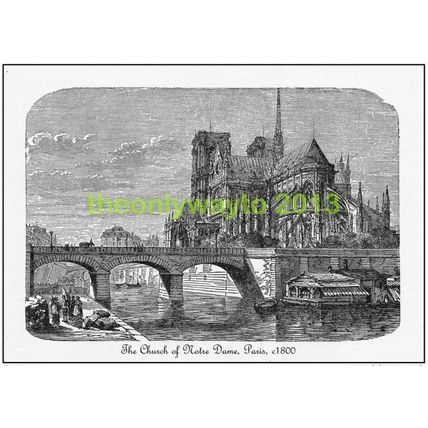 Notre Dame, Paris in 1810, c1890, MODERN REPRODUCTION