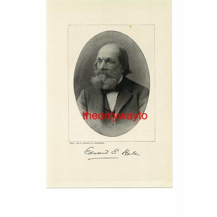 Rev Edward Everett Hale, American Minister & Author, Book Illustration, 1895