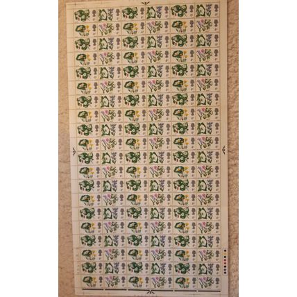 GB 1967 British Flowers 4d mint sheet of 120 stamps SG 717 to 720