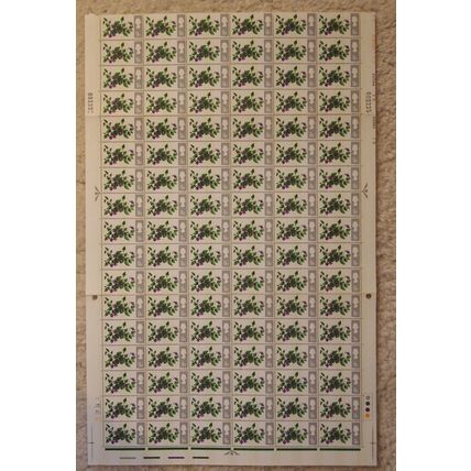 GB 1967 British Flowers 9d mint block of 102 stamps SG 721