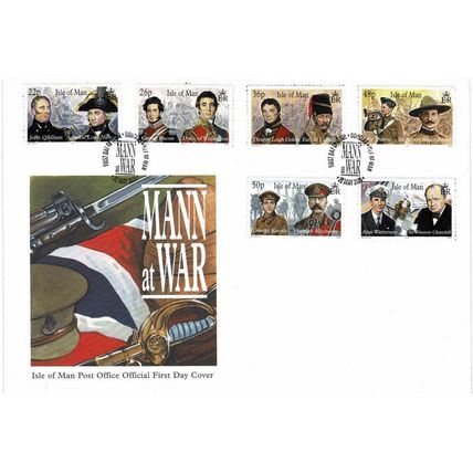 ISLE OF MAN 2000 ISLE OF MAN AT WAR CHURCHILL SET OF 6 OFFICIAL FIRST DAY COVER