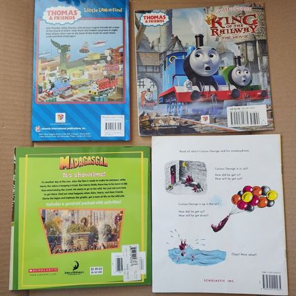 Lot of 4 Children's Books Thomas & Friends Madagascar Curious George
