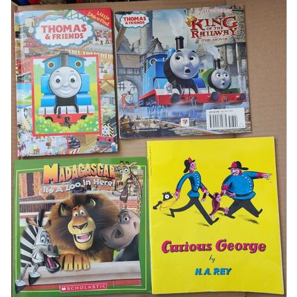 Lot of 4 Children's Books Thomas & Friends Madagascar Curious George