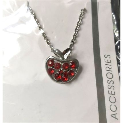 Cherry pendant rhinestone silver colour red metal heart necklace gems charm