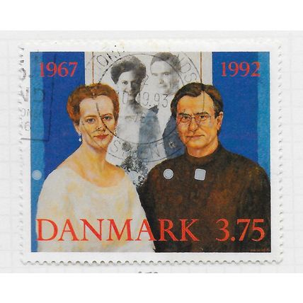 DENMARK DANMARK 1992 SILVER WEDDING MARGRETHE & HENRIK USED 3.75Kr
