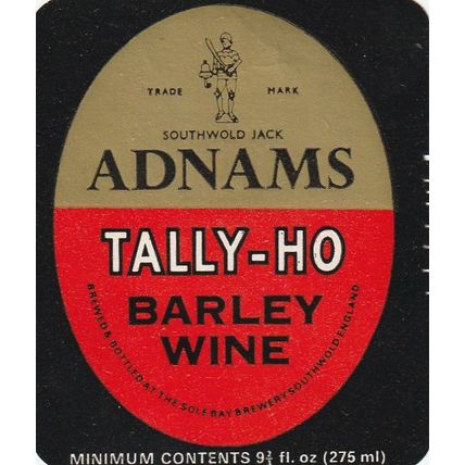 BEER BOTTLE LABEL - ADNAMS BREWERY - TALLY-HO BARLEY WINE (C)