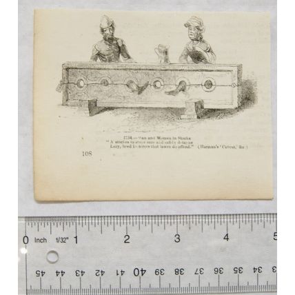 1860s engraving - Man & Woman in stocks