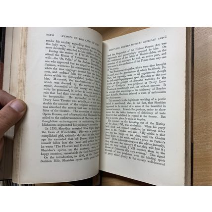 1873 THE WORKS OF RICHARD BRINSLEY SHERIDAN VOLS 1 & 2 ANTIQUE BOOKS (T8)