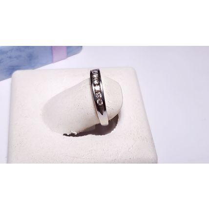 Estate 1/3ctw Natural Rd Diamond channel 14Kt White Gold SI3 HI Band Ring #22345