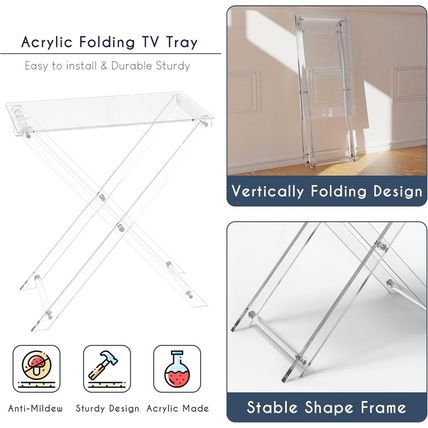 TV Tray Acrylic Folding TV Tray Table Foldable Furniture Modern Small Desk Space