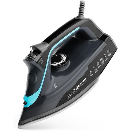 Pursteam Steamburst+ 1750W Steam Iron, Ceramic Soleplate, Adjustable Steam, Burs