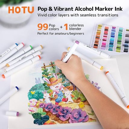 Alcohol Markers, [Beginner Preferred] 100 Vibrant Colors & Dual Tips Art Markers