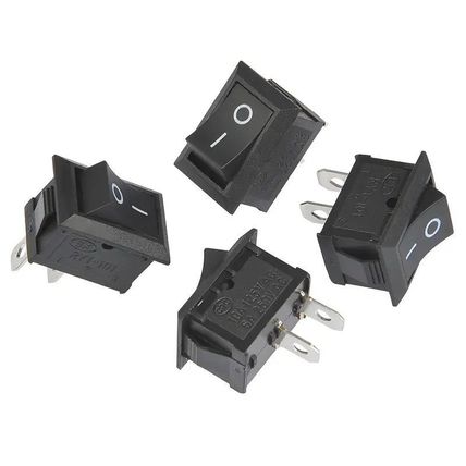 20 MINI 12V Mini Black On/Off Rocker SPST 2 Pin Car Dash Boat 10 Red & 10 Black