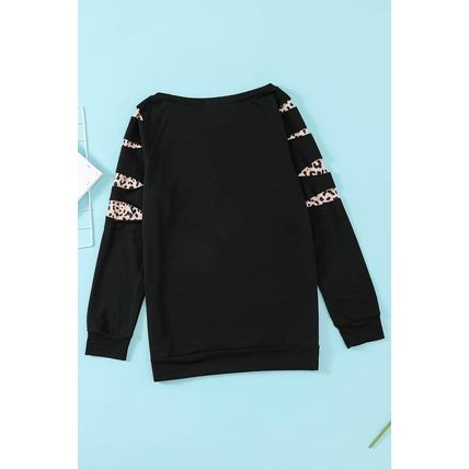 Black Leopard PUMPKIN SEASON Graphic Ripped Sleeve Sweatshirt