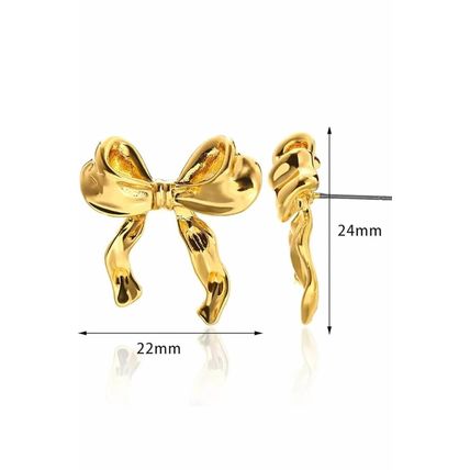Gold Elegant Bow Design Studded Earrings
