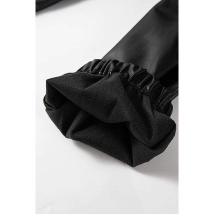 Black Faux Leather Ankle Smocked Waist Drawstring Joggers