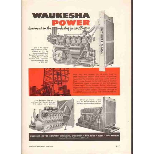 waukesha motor company 1959 gas oil drilling power engines vintage ad