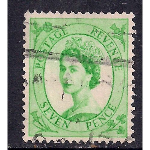 GB 1956 QE2 7d Bright Green wilding Wmk 165 SG 549 .( A412 )