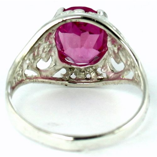 Created Pink Sapphire, 925 Sterling Silver Ring, SR004
