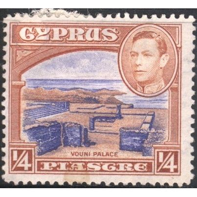 Cyprus 1938 - SG151 - 1/4pi blue & brown - Ruins of Vouni Palace - MH