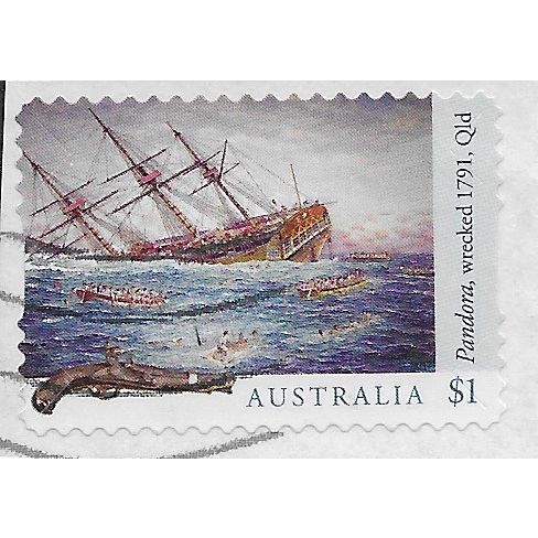 AUS 2017 $1.00 (S/A) 'SHIPWRECKS -PANDORA' ON PAPER FINE USED (EBID25-850)