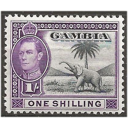 Gambia 1938 SG156 1/- Slate-Blue & Violet Mounted Mint . .. .