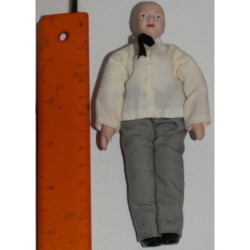 1:12th Doll Dollshouse Edwardian Style Man White top Grey Trousers