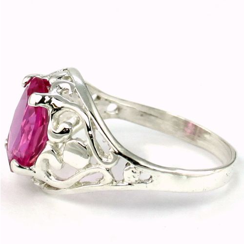 Created Pink Sapphire, 925 Sterling Silver Ring, SR004