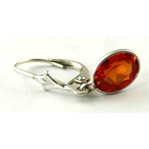 Created Padparadscha Sapphire, 925 Sterling Silver Leverback Earrings, SE101