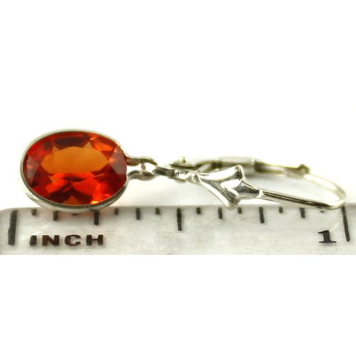 Created Padparadscha Sapphire, 925 Sterling Silver Leverback Earrings, SE101