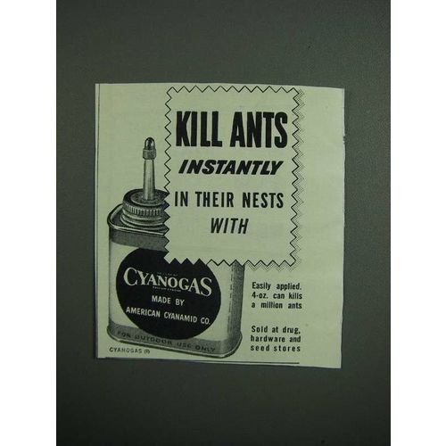 1951 American Cyanamid Cyanogas Ad - Kills Ants