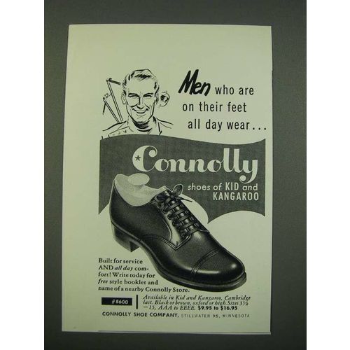 1956 Connolly Shoe Ad - Men Who Are On Their Feet All Day Wear