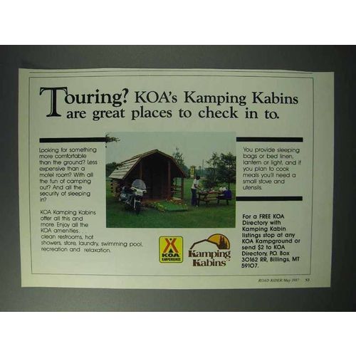1987 KOA Kampgrounds and Kamping Kabins Ad - Touring?