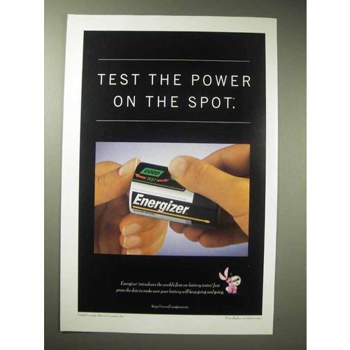 1996 Energizer Batteries Ad - Test Power on The Spot