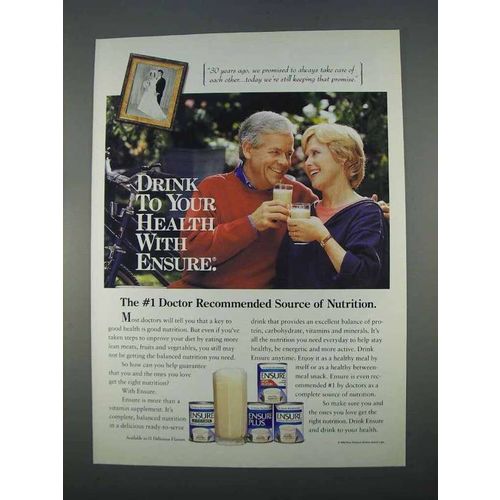 1996 Ensure Supplement Ad - Drink to Your Health