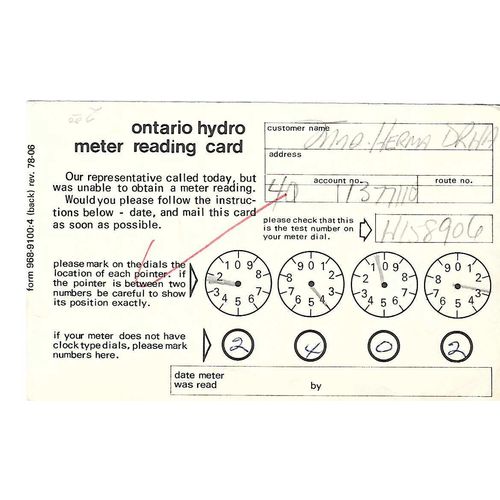 Canada Permit Post Card USED Ontario Hydro RETURN 1981