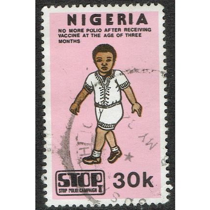 Nigeria 1984 Stop Polio Campaign 30k Red Black and Brown SG468 FU