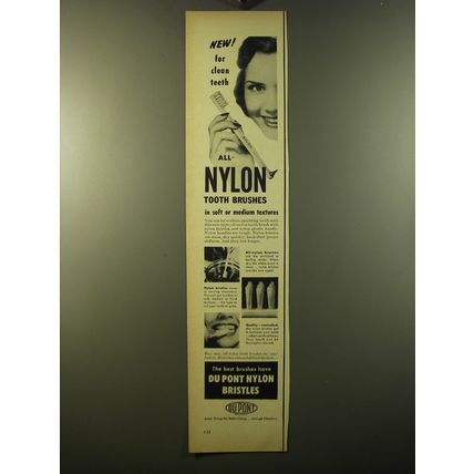 1950 Du Pont Nylon Tooth Brushes Ad - New! For Clean Teeth