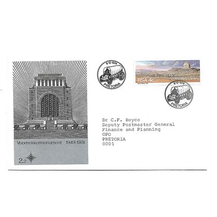 SouthAfrica.25th Anniv Voortrekker Monument,Pretoria stamp.First Day Cover.Dec20