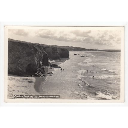 Gwithian Beach & Cliffs Looking Towards Hayle Postcard Cornwall Penpol
