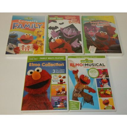 Lot of 5 Sesame Street Elmo DVD's Elmo Cookie Monster Songs Stories and More NEW