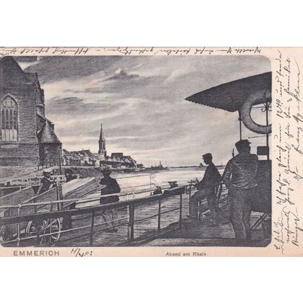 CPA Allemagne Emmerich Abend am Rhein German Postcard