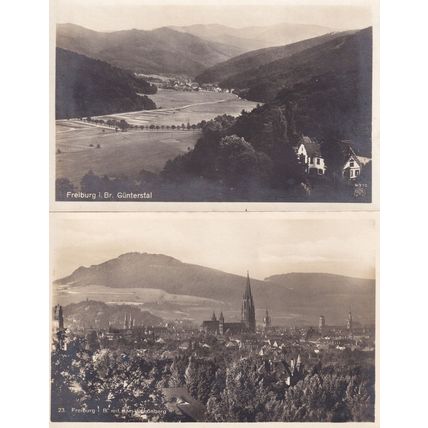 Freiburg Gunterstal Schonberg Aerial 2x German Old Postcard s