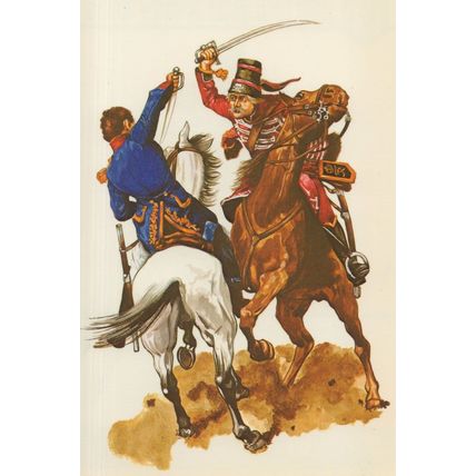 Prussian Red Hussars Blucher French Attack Rhine 1793 Military Postcard