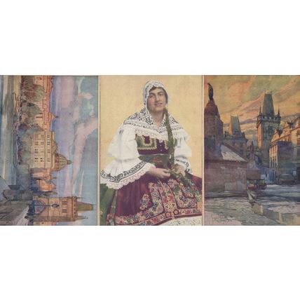 Czechoslovakia Beauty In Moravian Costume 3x Antique Postcard s