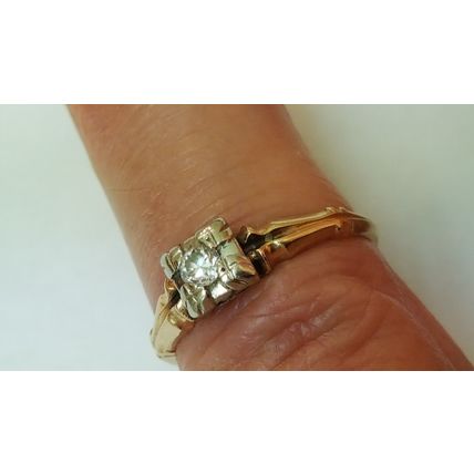 Antique Art Deco " K&P" .15ct Diamond 14kt Yellow Gold Filigree Ring