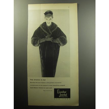 1957 Gunther Jaeckel Fur Coat Advertisement - Top drama in fur