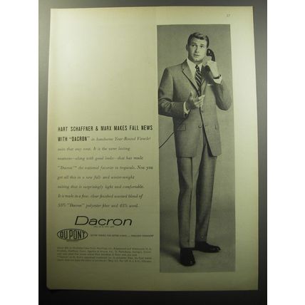 1957 Du Pont Dacron Suit Advertisement - Hart Schaffner & Marx makes fall news